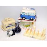 Collectibles to include Lurpak toast rack and butter dish and items of Caithness glass