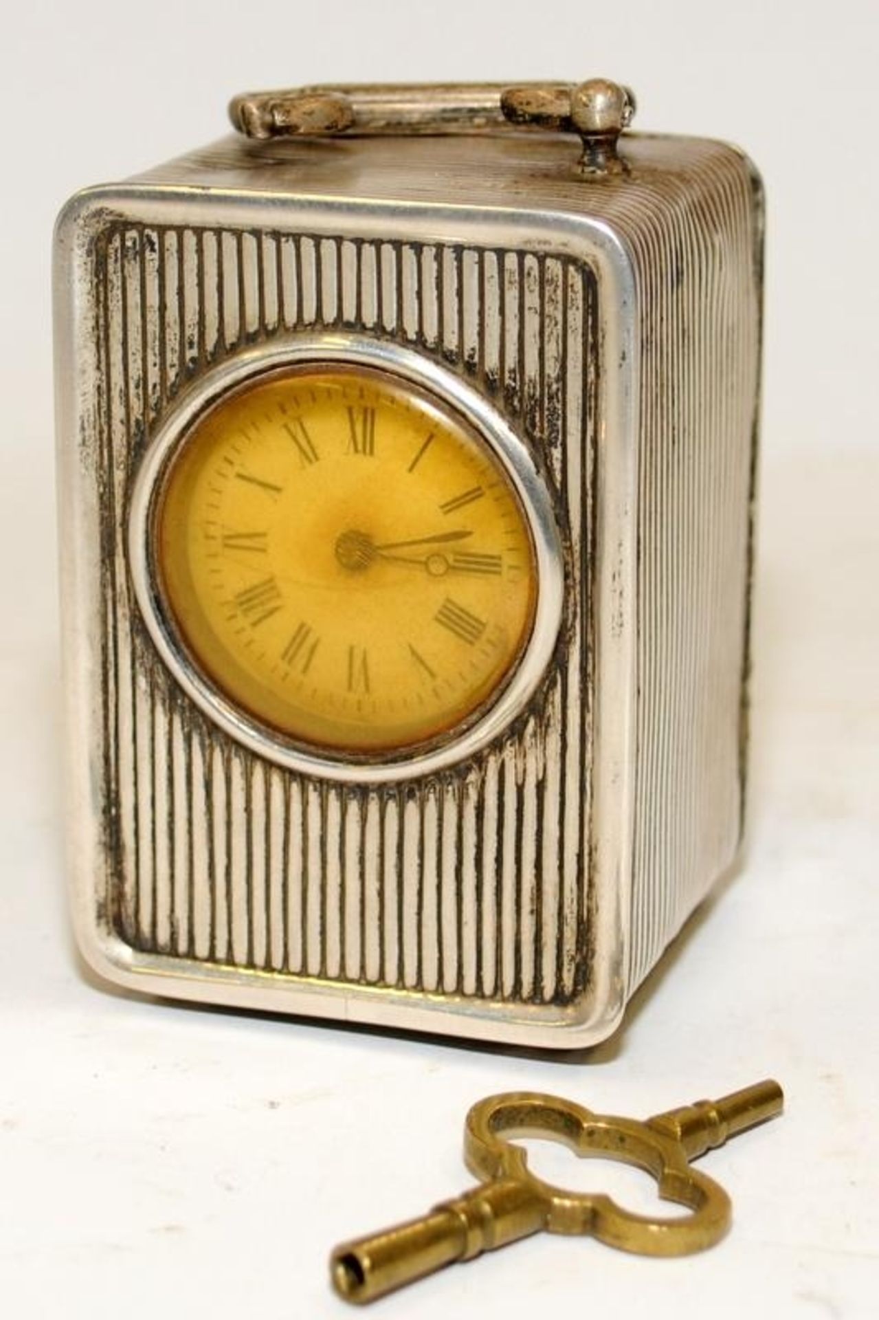 Antique sterling silver carriage clock. Hallmarked for Glasgow 1889. Case and movement both