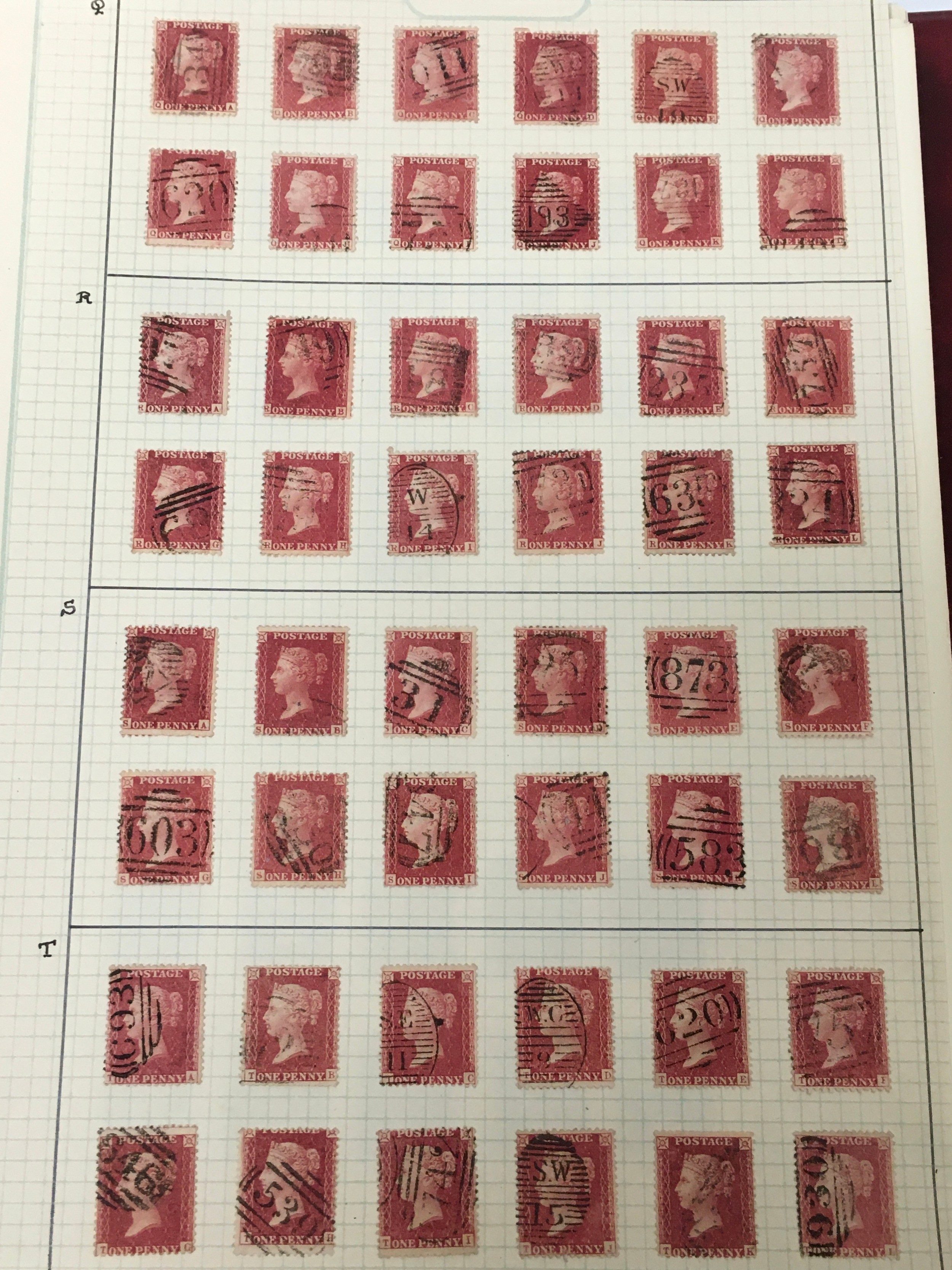 Red album of stamps coll. no 1. Good collection of penny reds and 2d blues (Ref 400). - Bild 3 aus 9