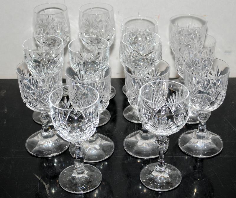 Large collection of cut glass lead crystal dessert wine and brandy glasses. Total 26 in lot - Image 3 of 3