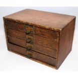 Antique four drawer wooden specimen box 26cms tall x 40cms wide x 25cms deep