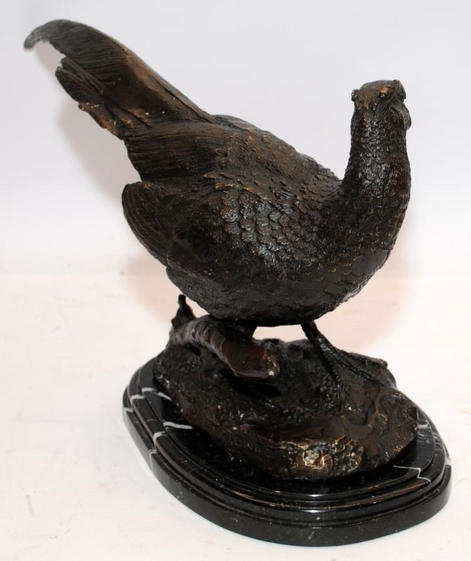 Large bronze pheasant on a marble base. Signed Julie Moisniez. O/all length approx 40cms - Image 2 of 4
