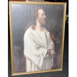 Glazed and framed print - The Savior by Mihaly Munkacsy. O/all frame size 85cms x 65cms