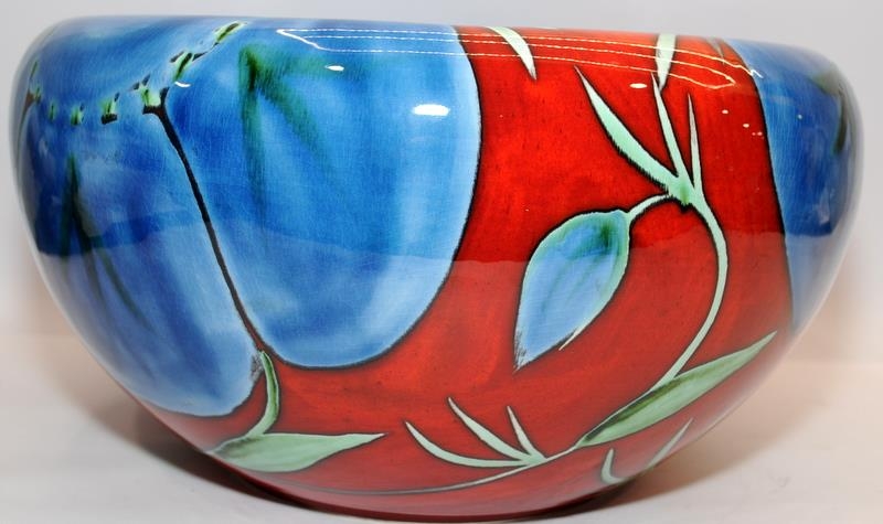Very large Poole Pottery Living Glaze bowl in the Himalayan Poppy pattern. Approx 38cms across - Image 3 of 4