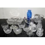 Large collection of cut glass lead crystal, including lidded jars, vases, bowls and an inkwell. 16