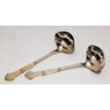 Antique .830 Danish silver: Copenhagen three towers assay mark pair of sauce ladles by Johannes