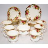 Royal Albert Old Country Roses tea set comprising six each of tea cups, saucers and side plates,