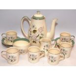 Midwinter Stylecraft china coffee set for six including pot in the Mayfield pattern