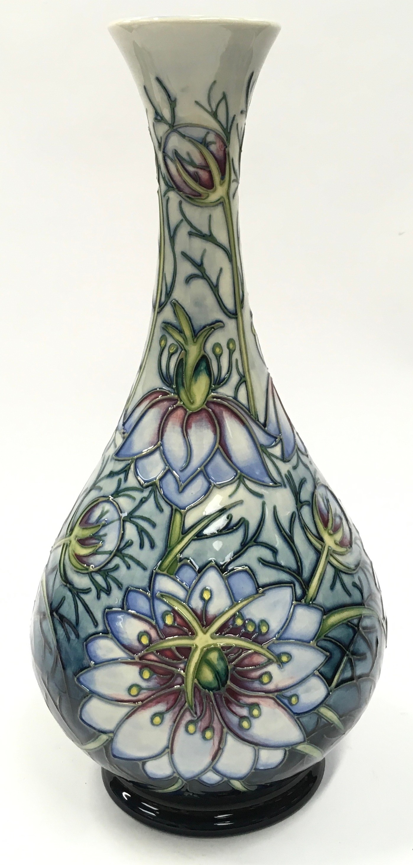 Moorcroft Rachel Bishop Love In The Mist vase 1995. Limited edition 290/300. 32cm tall. Signed and