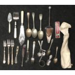 Collection of silver and silver plated flatware.