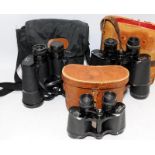 Three pairs of cased vintage binoculars
