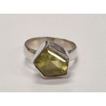 Vintage 1970's Lemon quartz 925 silver ring Size L 1/2.