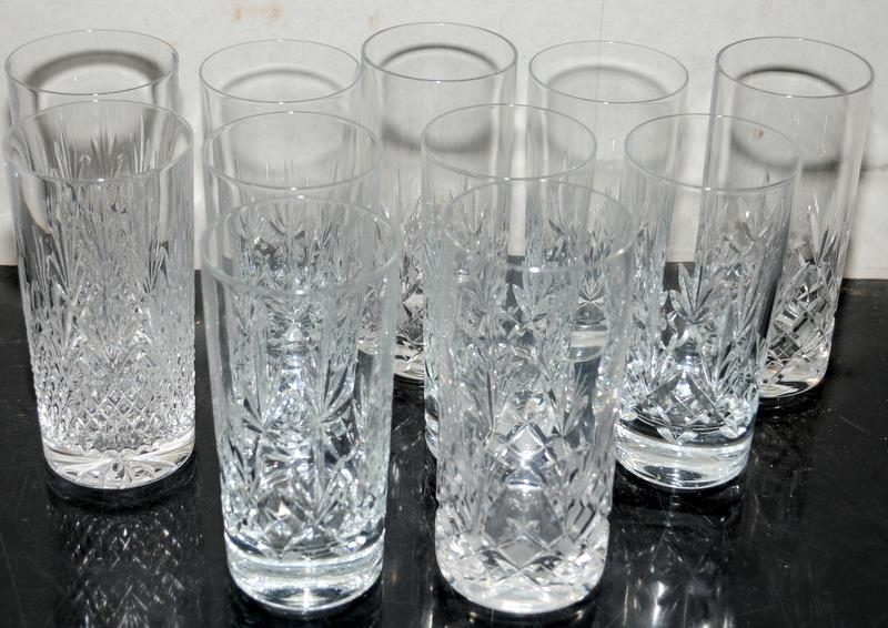 Large collection of cut glass lead crystal hi-ball glasses and tumblers. 19 in lot, the tallest - Image 2 of 3