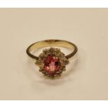 Pink Topaz TGGC gold on 925 silver ring Size M