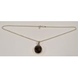 Huge faceted smokey quartz 925 silver pendant on chain