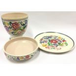 Poole Pottery collection of traditional pattern to include vase, bowl and charger (3).