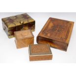 Collection of vintage wooden boxes to include an Olive wood bible box