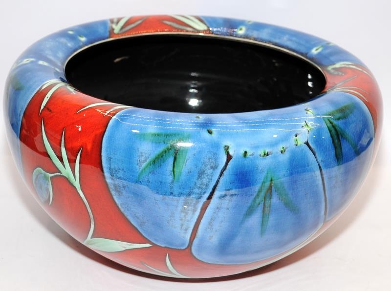 Very large Poole Pottery Living Glaze bowl in the Himalayan Poppy pattern. Approx 38cms across