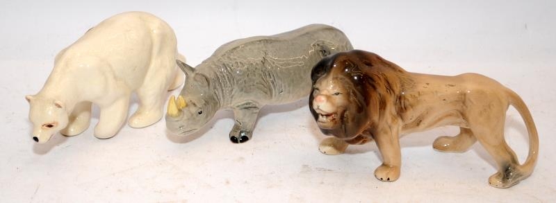 Collection of Melba Ware animal figurines to include a large Hereford Bull, cow, goats, and a - Image 6 of 7