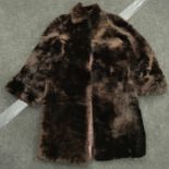 Ladies vintage brown faux fur coat.