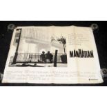 Original movie poster: Manhattan - romantic comedy drama released in 1979. 100cms x 77cms