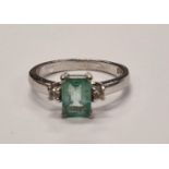 Gemporia Emerald/White sapphire 925 silver ring Size L 1/2.