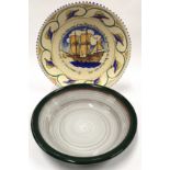 Honiton 14.5" commemorative charger together with a studio bowl.