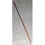 Vintage African tribal staff with white metal mounts. O/all length 126cms