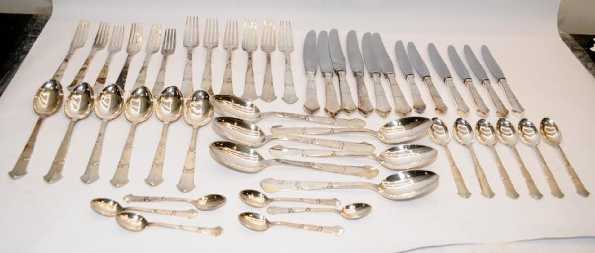 Superb antique .830 Danish silver: Copenhagen three towers assay mark 48 piece 6 place settings