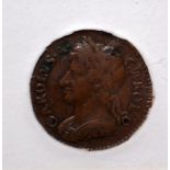 Charles II 1675 farthing, good condition with some loss of definition to high points. Found in a
