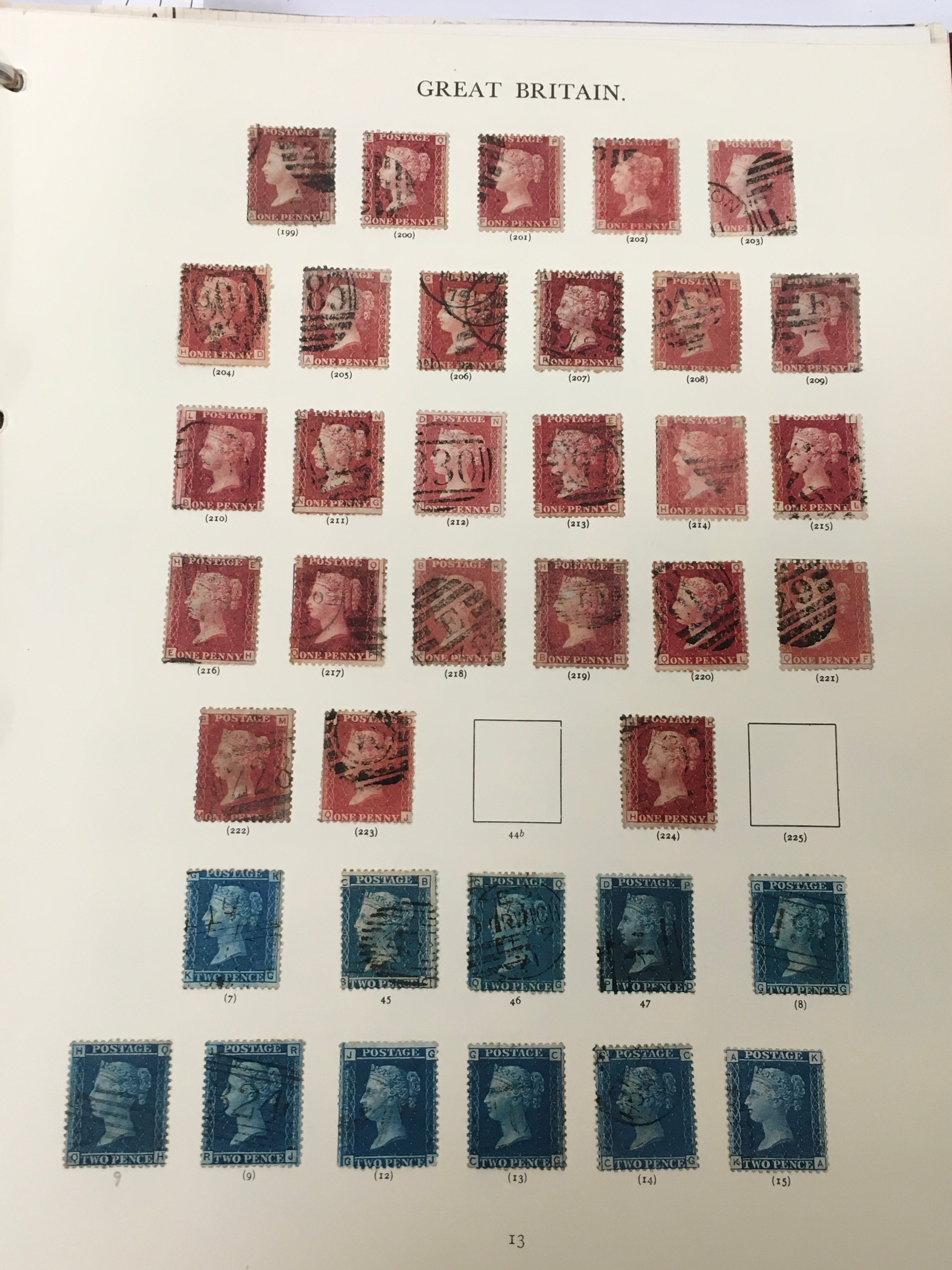 Red album of stamps coll. no 1. Good collection of penny reds and 2d blues (Ref 400). - Bild 5 aus 9