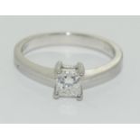 Platinum ladies diamond solitaire ring H/M in ring as 0.33ct size J