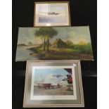 Two framed and glazed aircraft related prints one entitled "The Queens Flight" together with an