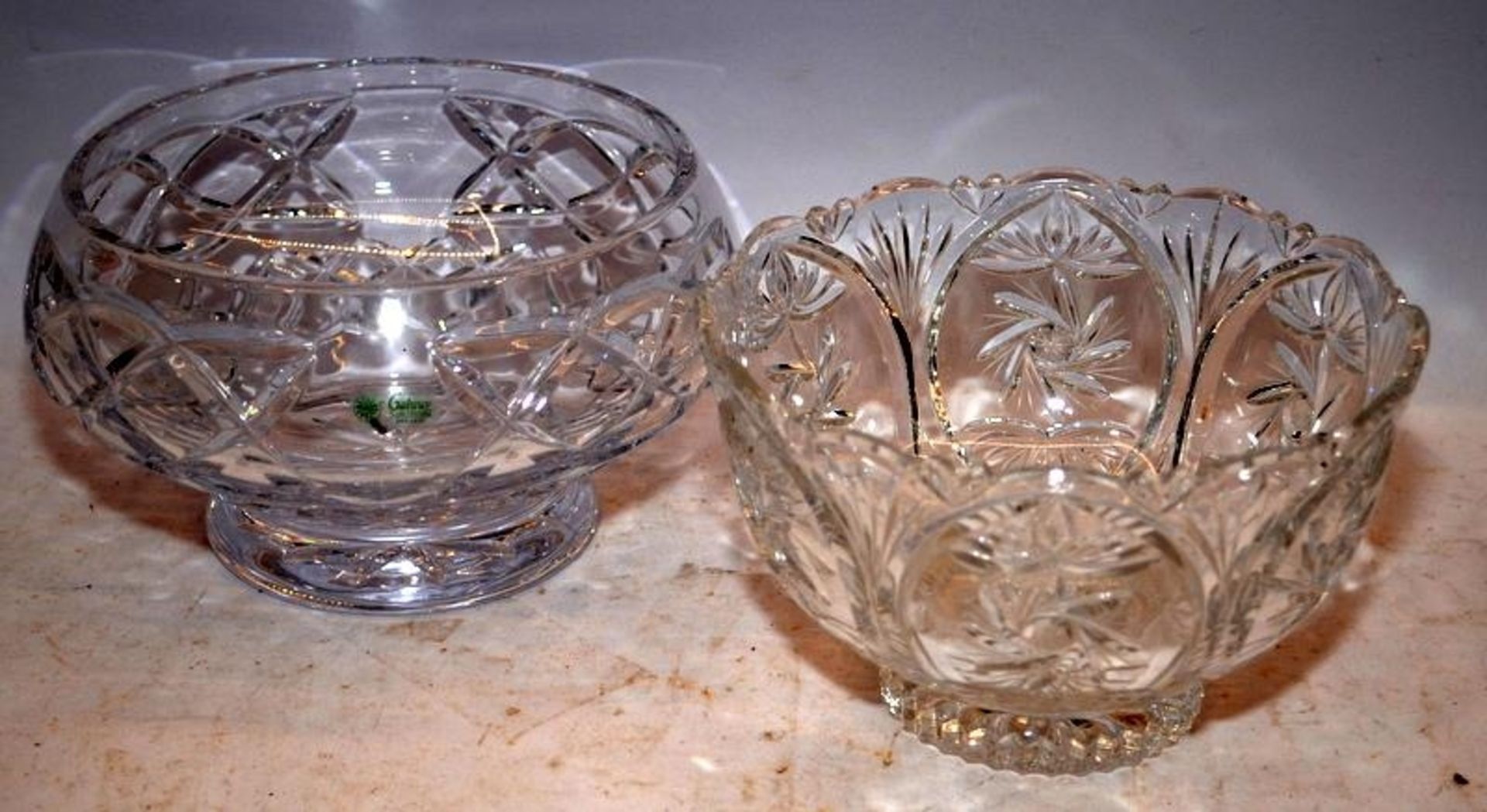 A collection of large cut glass lead crystal fruit bowls, the largest being 25cms across x 14cms - Image 4 of 4