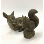 Poole Pottery stoneware large squirrel 7.6" high together with large Fawn both modelled by Barbara