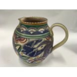 Poole Pottery shape 303 HE pattern large jug decorated by Eileen Prangnell 7" high.