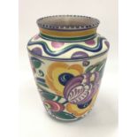 Poole Pottery Carter Stabler Adams large BX pattern (Bug Eye) vase painted by Ruth Pavely 9.5" high,