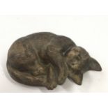 Poole Pottery stoneware Kitten sleeping large model adapted by Alan White 8.6" length.