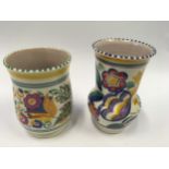 Poole Pottery shape 507 YW pattern vase 5.5" high, together with a shape 114 YK pattern vase 4.8"