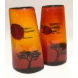 Poole Pottery living glaze African Sky pair of vases 10.8" high signed by Alan White (2)