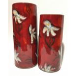 Poole Pottery living glaze Daisy large cylinder vases 12" high together with one other smaller 10"