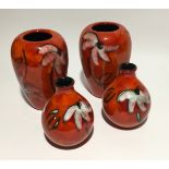 Poole Pottery living glaze Daisy pair of vases approx 7" high together with a pair of small vases 5"