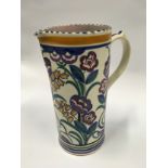 Poole Pottery shape 120 BM pattern tall jug decorated by Eileen Prangnell 8.25" high.