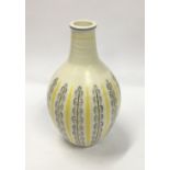 Poole Pottery Freeform shape 690 YHS pattern carafe vase 10" high.