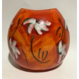 Poole Pottery large living glaze Daisy purse vase 10" high.