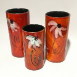 Poole Pottery living glaze Daisy pair of cylinder vases 8.2" high together with one other smaller