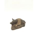 Poole Pottery stoneware Pig on straw model adapted by Alan White 5.7" length.