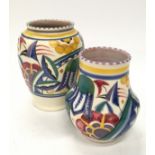 Poole Pottery shape 113 BH pattern vase by Ruth Pavely 4.75" high together with one other (2)