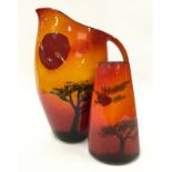 Poole Pottery living glaze African Sky large jug 12.5" high together with a vase 7.9" high both