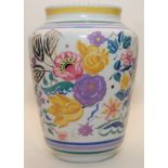 Poole Pottery shape 970 BL pattern vase decorated by Hilda Hampton 9.6" high.